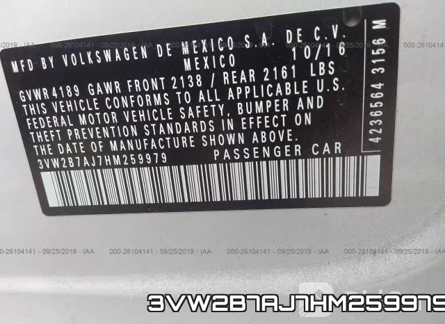3VW2B7AJ7HM259979 фото 10