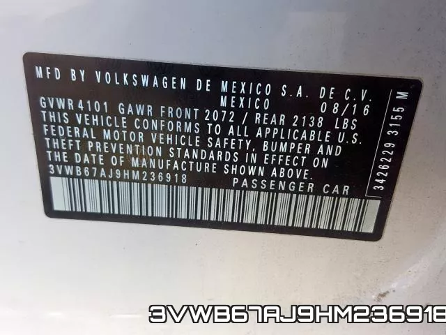 3VWB67AJ9HM236918 фото 2