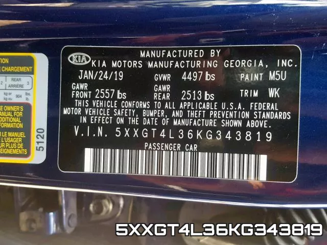 5XXGT4L36KG343819 фото 2