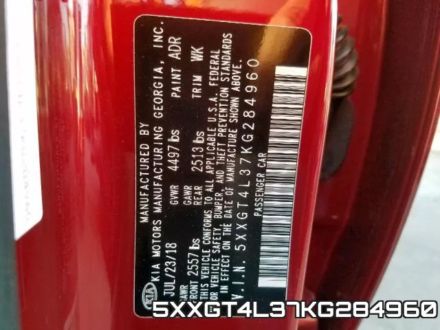 5XXGT4L37KG284960 фото 2