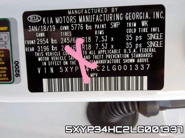 5XYP34HC2LG001337 фото 2