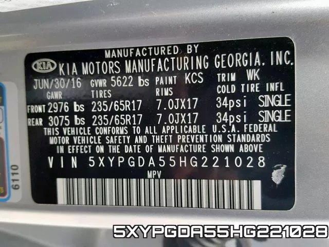 5XYPGDA55HG221028 фото 2