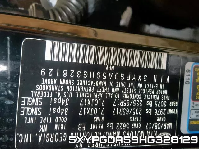 5XYPGDA59HG328129 фото 2