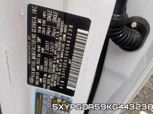 5XYPGDA59KG443238 фото 2