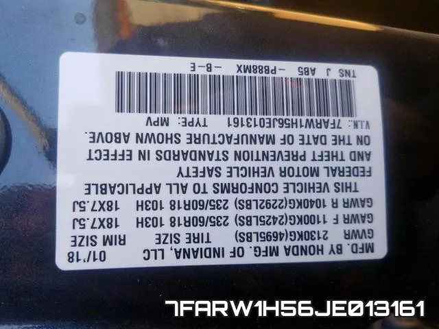7FARW1H56JE013161 фото 2