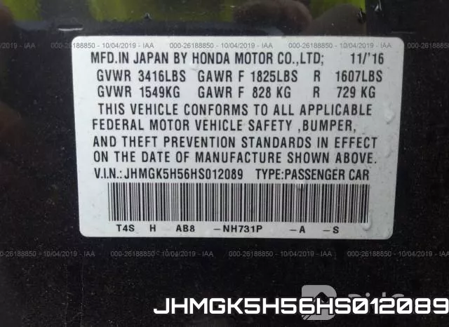 JHMGK5H56HS012089 фото 9