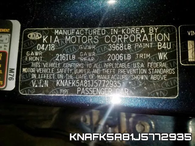 KNAFK5A81J5772935 фото 2