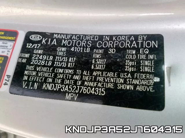 KNDJP3A52J7604315 фото 2