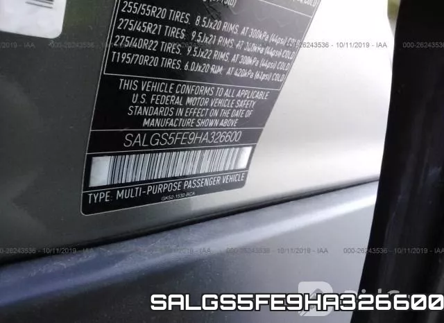 SALGS5FE9HA326600 фото 10