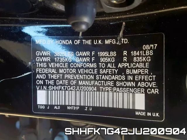 SHHFK7G42JU200904 фото 2