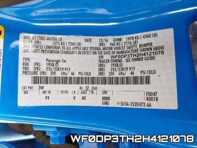 WF0DP3TH2H4121078 фото 2