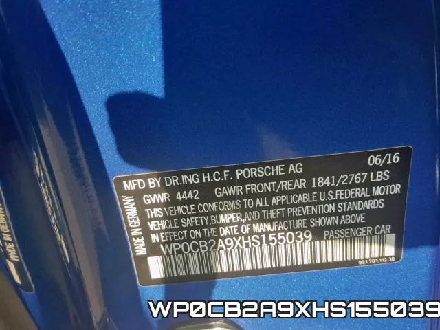 WP0CB2A9XHS155039 фото 10