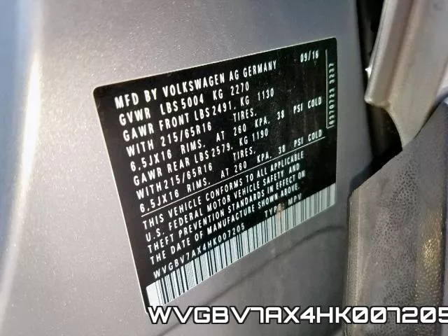 WVGBV7AX4HK007205 фото 2
