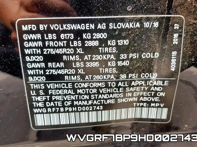 WVGRF7BP9HD002743 фото 2