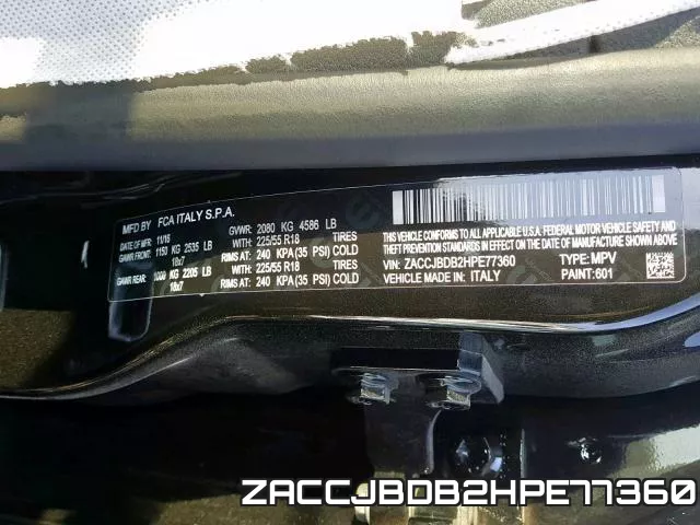 ZACCJBDB2HPE77360 фото 2