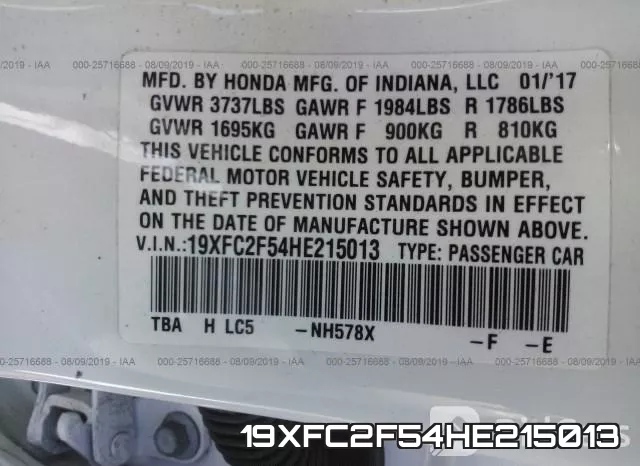 19XFC2F54HE215013 фото 10