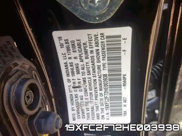 19XFC2F72HE003938 фото 2