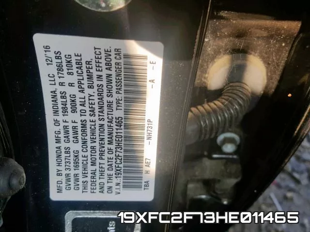 19XFC2F73HE011465 фото 2
