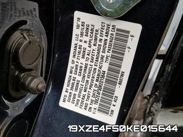 19XZE4F50KE015644 фото 2