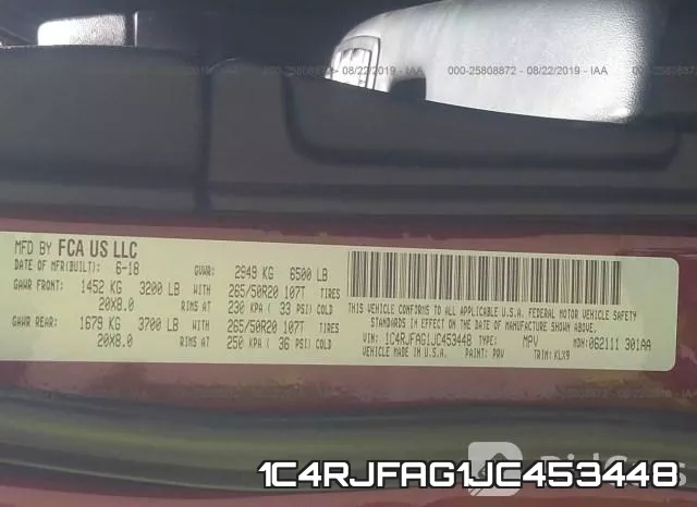 1C4RJFAG1JC453448 фото 10