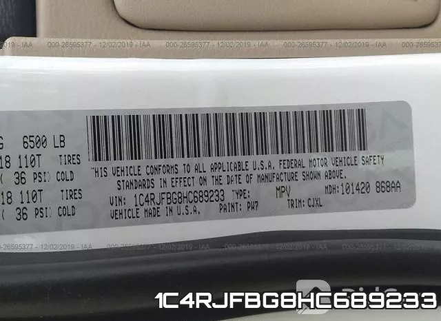 1C4RJFBG8HC689233 фото 10