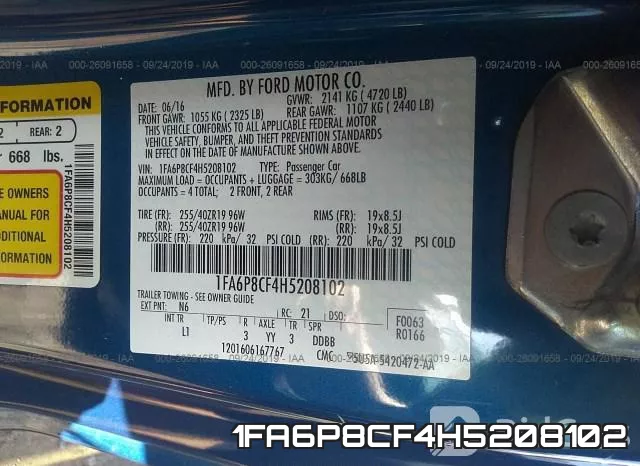 1FA6P8CF4H5208102 фото 10