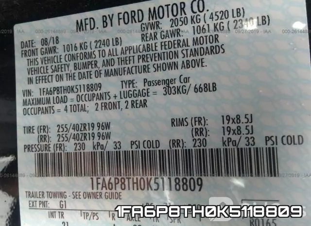 1FA6P8TH0K5118809 фото 10