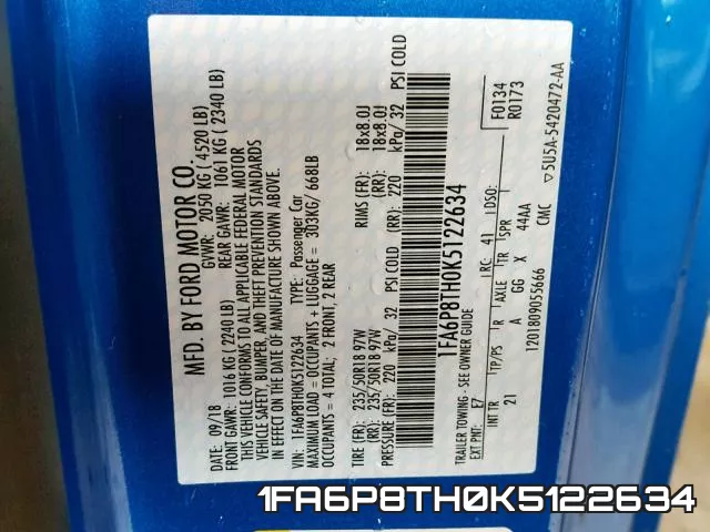 1FA6P8TH0K5122634 фото 2