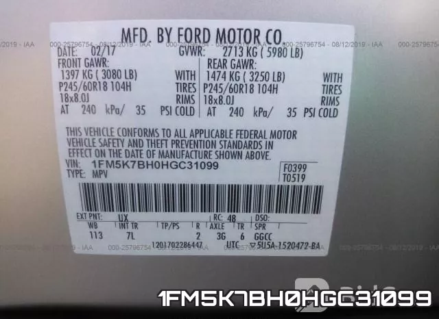 1FM5K7BH0HGC31099 фото 10
