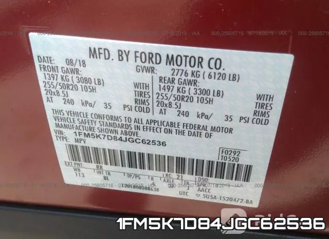 1FM5K7D84JGC62536 фото 10