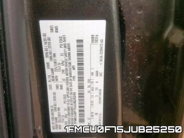 1FMCU0F75JUB25250 фото 2