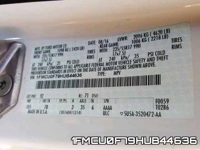 1FMCU0F79HUB44636 фото 2
