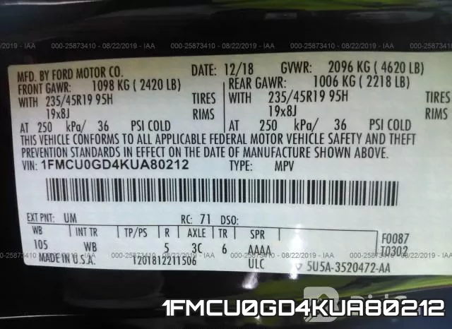 1FMCU0GD4KUA80212 фото 10