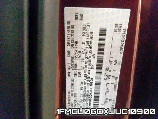 1FMCU0GDXJUC10900 фото 2