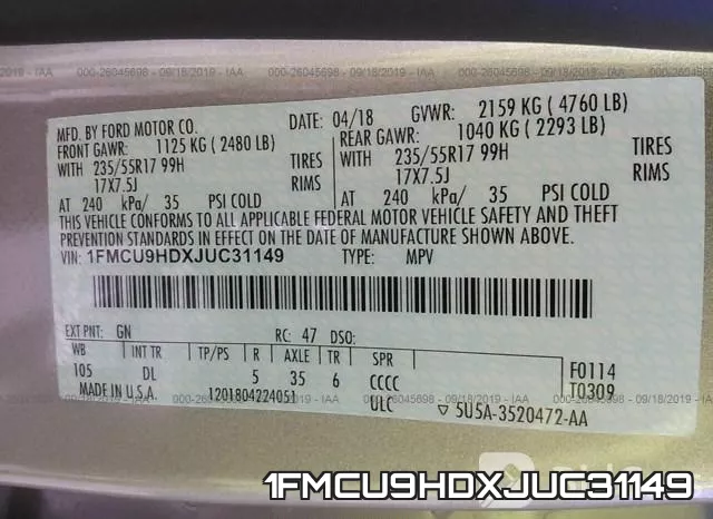 1FMCU9HDXJUC31149 фото 10