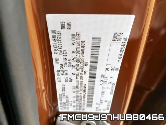 1FMCU9J97HUB80466 фото 2
