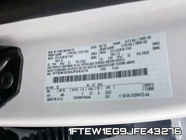 1FTEW1EG9JFE43276 фото 2