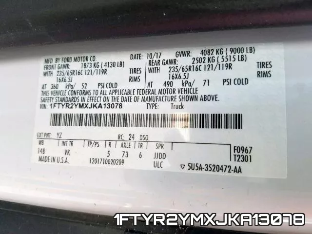 1FTYR2YMXJKA13078 фото 2
