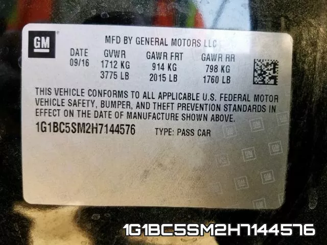 1G1BC5SM2H7144576 фото 2