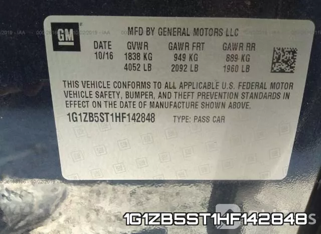 1G1ZB5ST1HF142848 фото 10