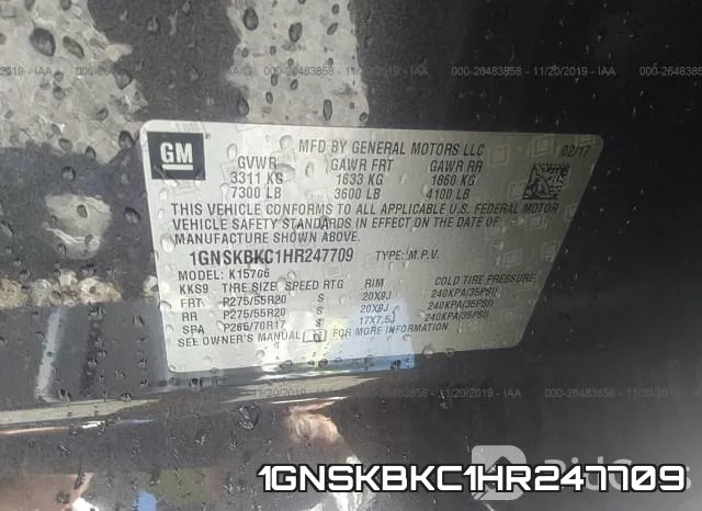 1GNSKBKC1HR247709 фото 8