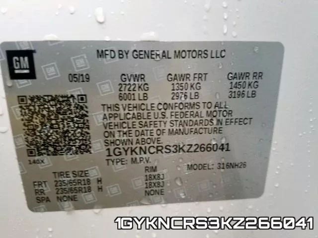 1GYKNCRS3KZ266041 фото 2
