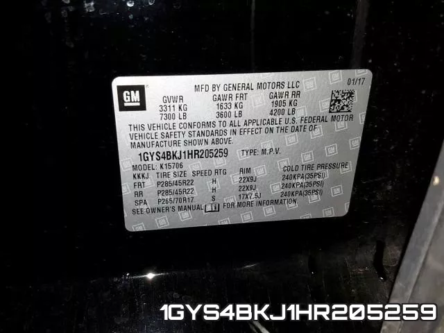 1GYS4BKJ1HR205259 фото 2