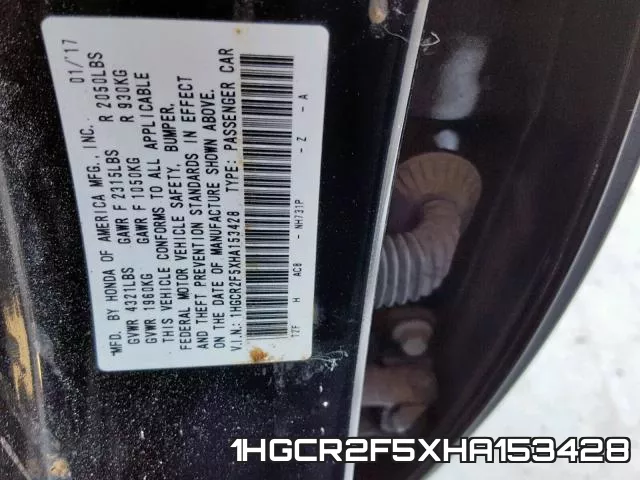 1HGCR2F5XHA153428 фото 2
