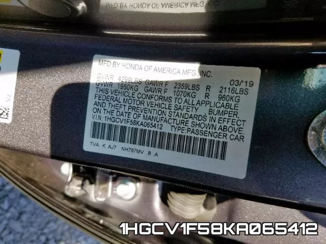 1HGCV1F58KA065412 фото 2