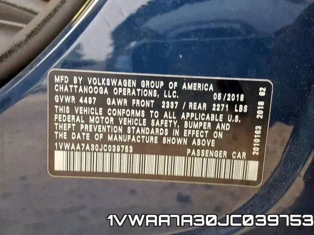 1VWAA7A30JC039753 фото 2
