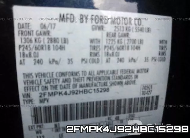 2FMPK4J92HBC15298 фото 10