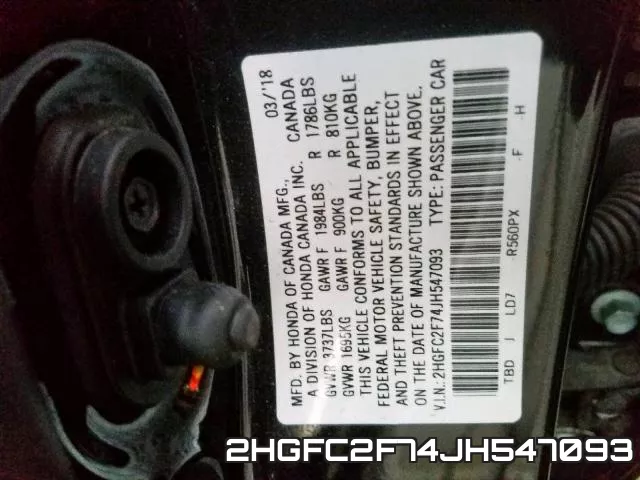 2HGFC2F74JH547093 фото 2