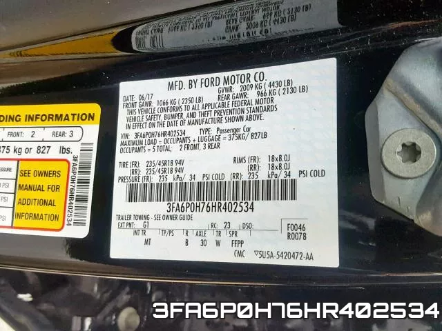 3FA6P0H76HR402534 фото 2