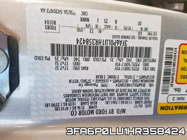 3FA6P0LU1HR358424 фото 2